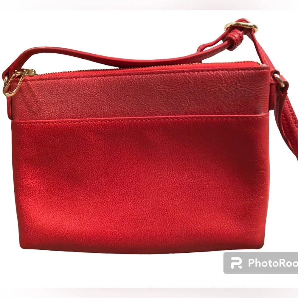 TALBOTS Red Leather Bag. Cross Body Leather with Adjustable Strap. - Picture 14 of 14